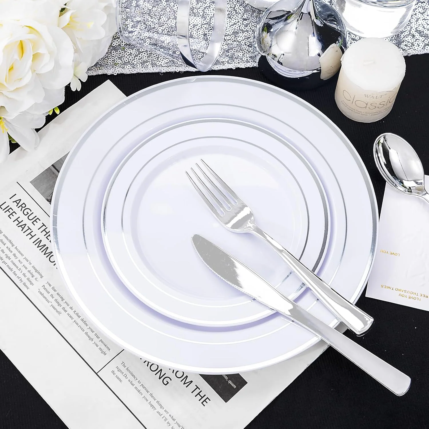 Silver Deluxe Disposable Dinnerware Set — view 12