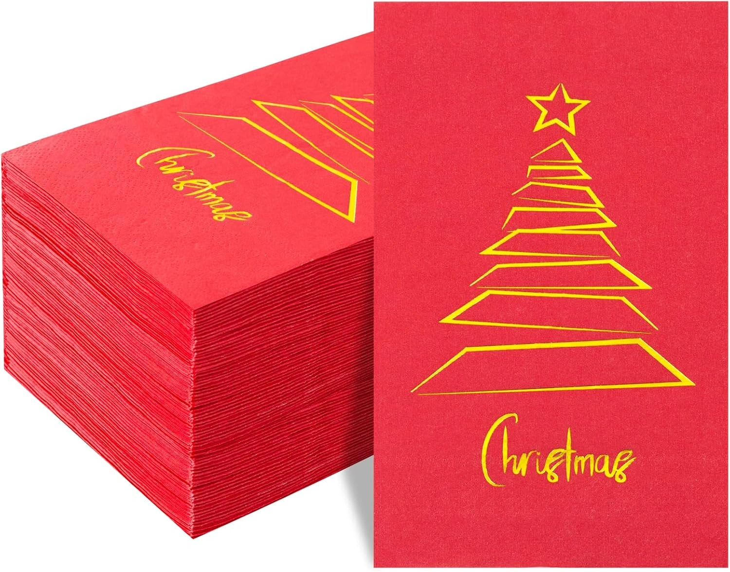 Red And Gold X'mas Tree 100-Count 3-Ply disposable Napkins (100 Pieces) — view 9