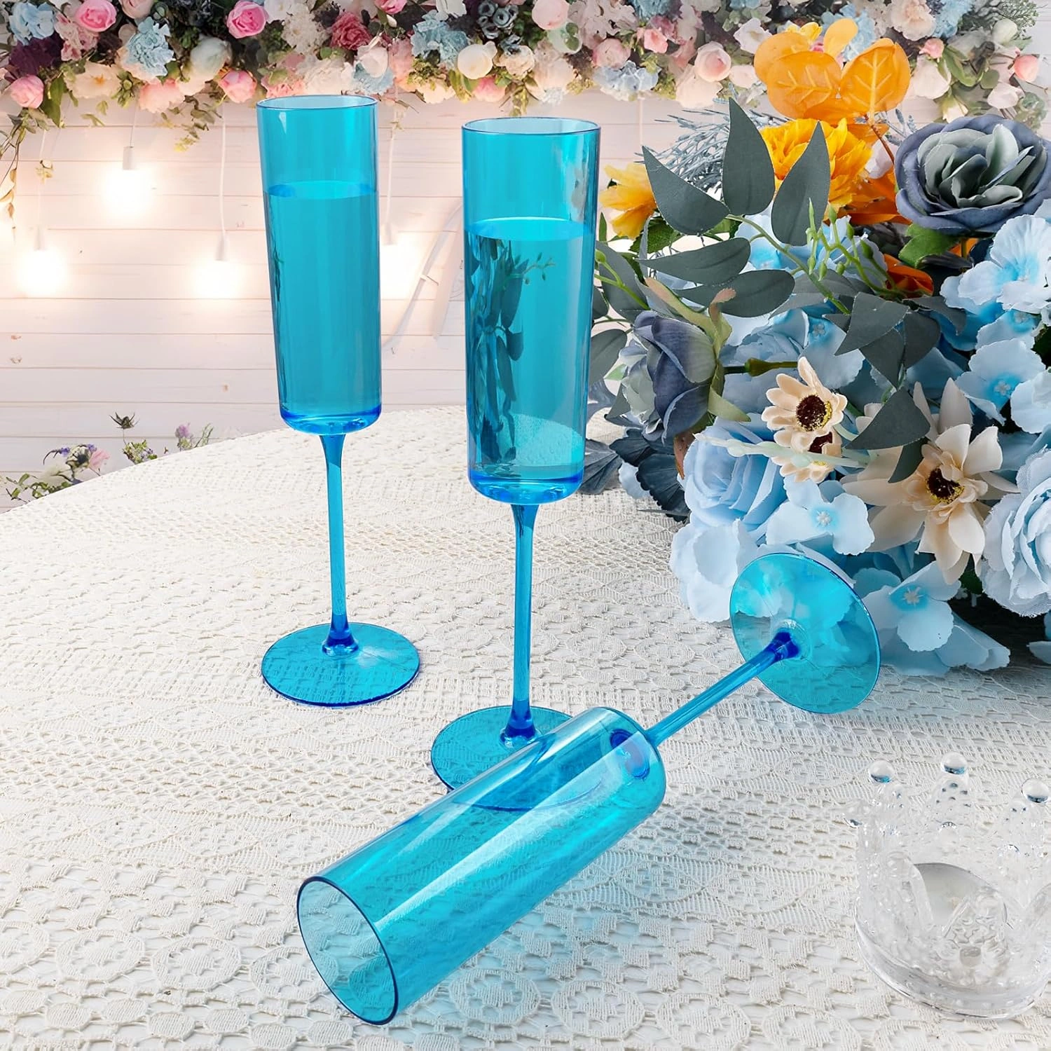 Blue YOUBET Champagne Flutes Plastic — view 12