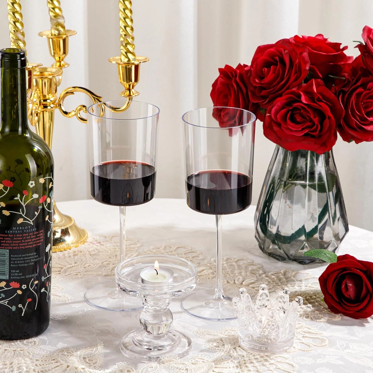 Clear Stemmed Wine Glasses, Party-Ready, Large Capacity (14 oz) — view 12