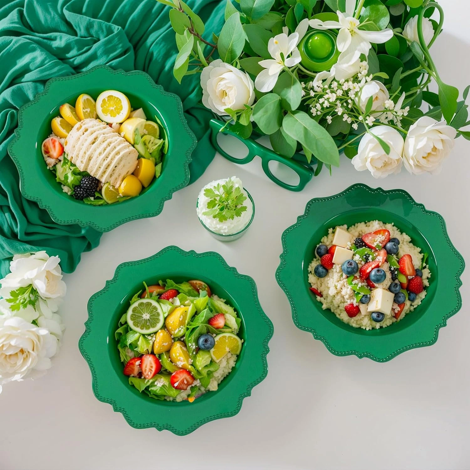 Green Plastic Party Bowls () 12 Oz Disposable Soup/Salad Bowl — view 16