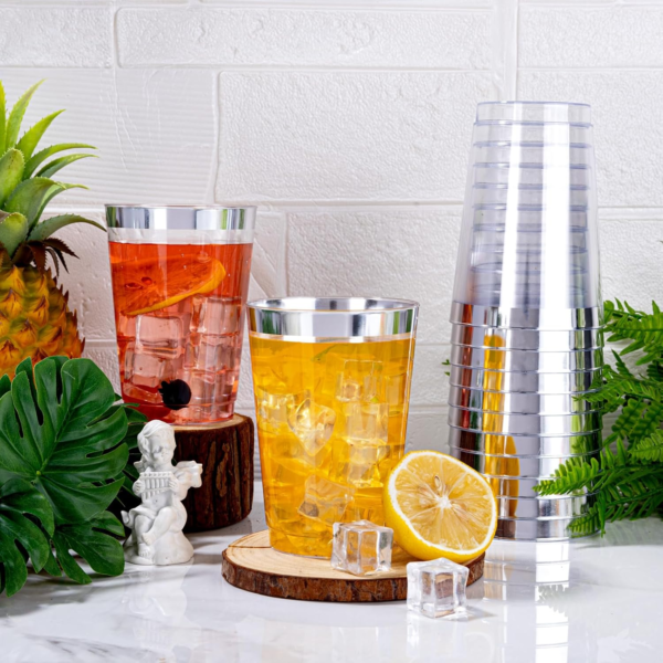 Silver Rim Plastic Cups — view 16