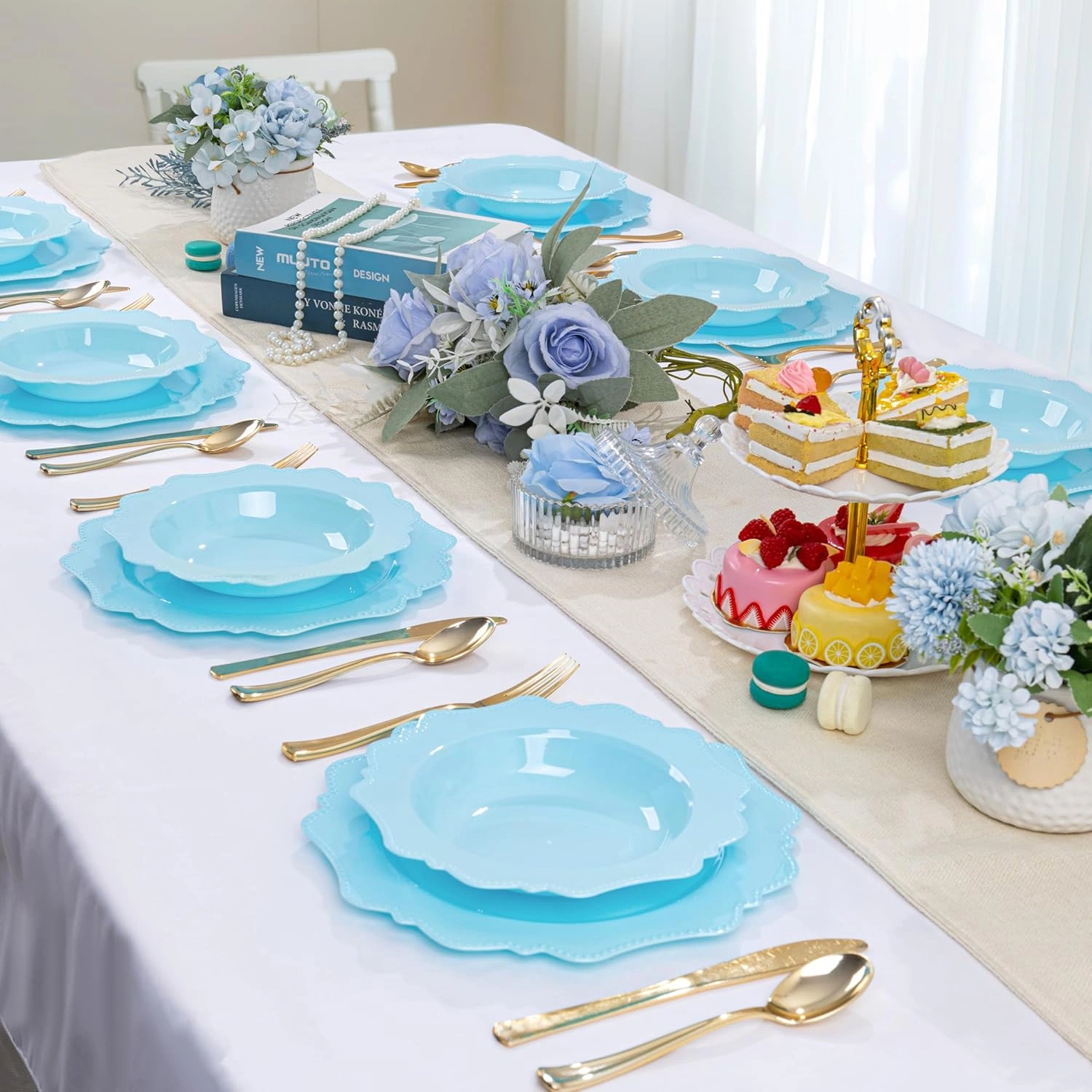 Light Blue Plastic Party Bowls () 12 Oz Disposable Soup/Salad Bowl — view 16
