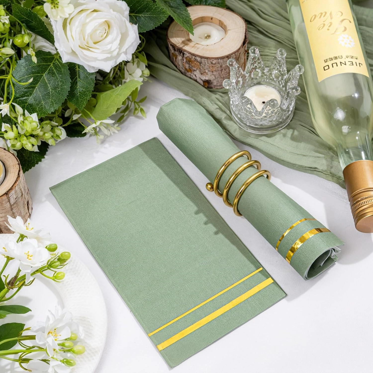 Sage Green 100-Count 3-Ply disposable Napkins (100 Pieces) — view 15