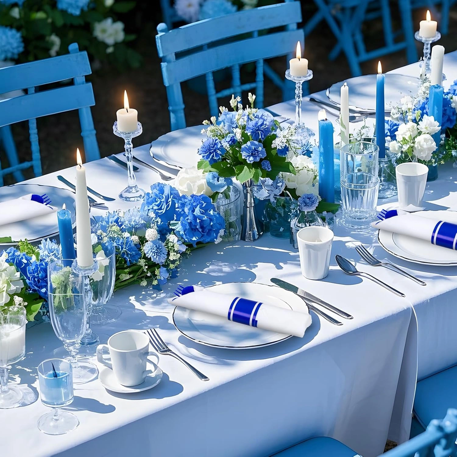 Blue Classic Pre Rolled Plastic Silverware Sets — view 16