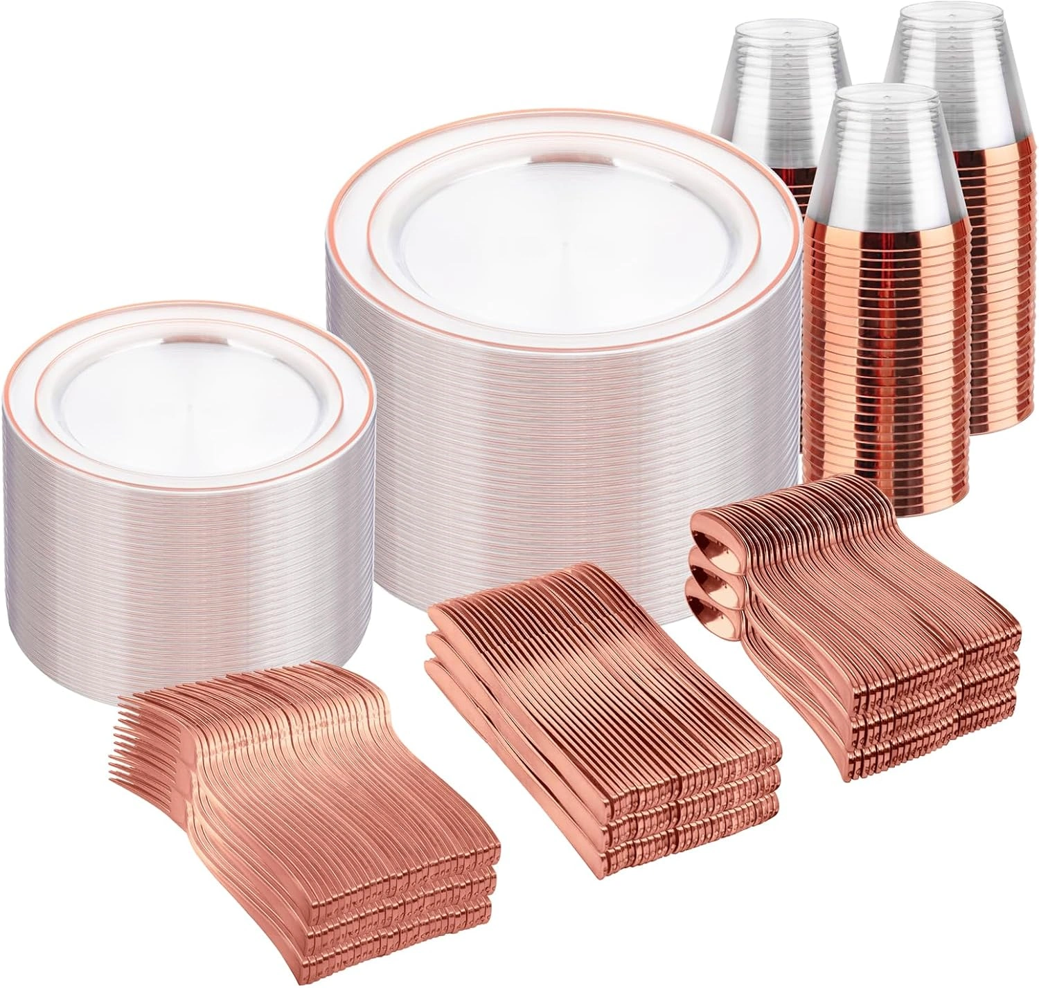 Clear Rose Gold Deluxe Disposable Dinnerware Set — view 11