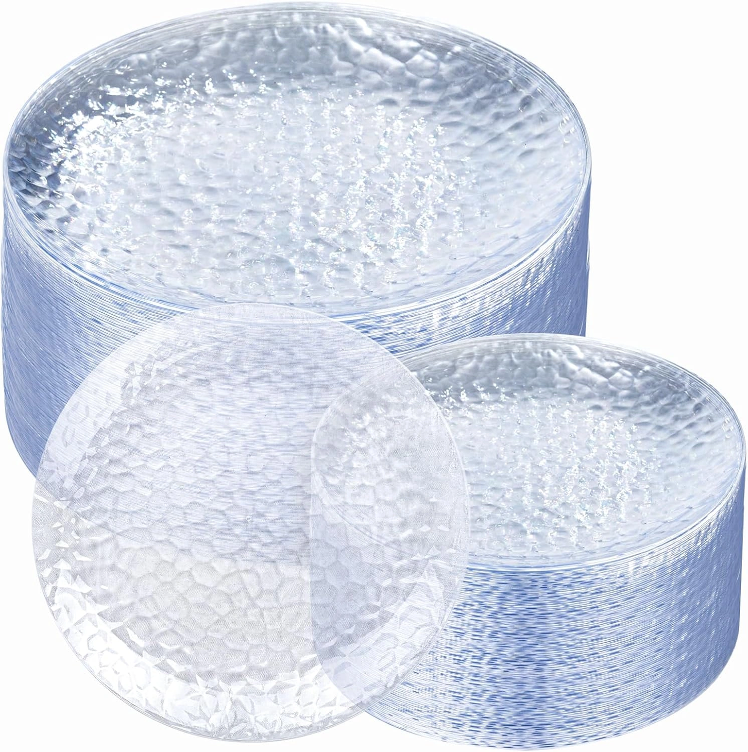 Clear Plastic Plates,Disposable Plates With Rim,Heavy-duty Plates,Hammered Party Plates Include 30Clear Dessert-Platos,30Dinner-Platos for Wedding, Party (100 Pieces) — view 9