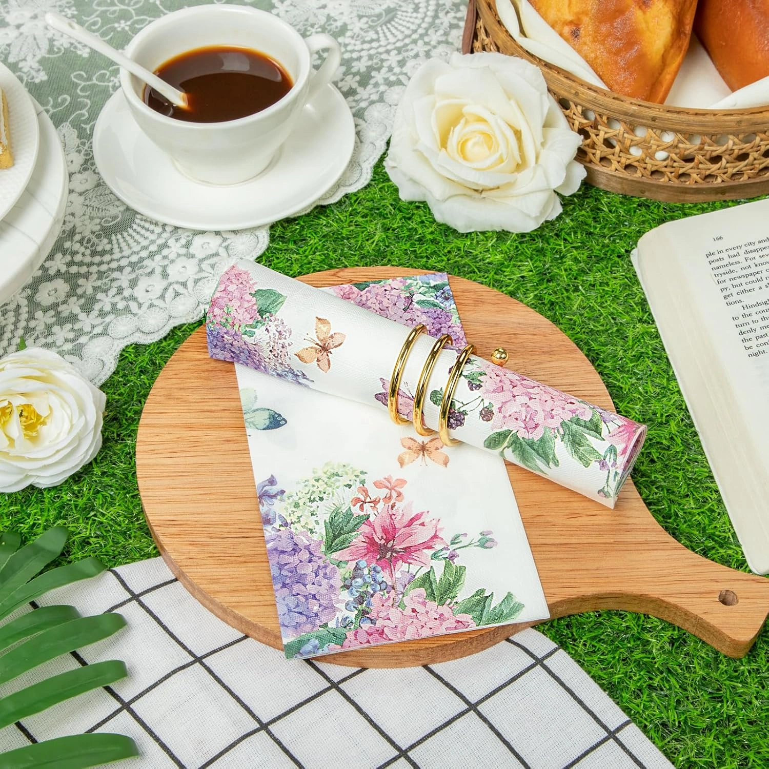 Floral Purple Paper Napkins — view 14