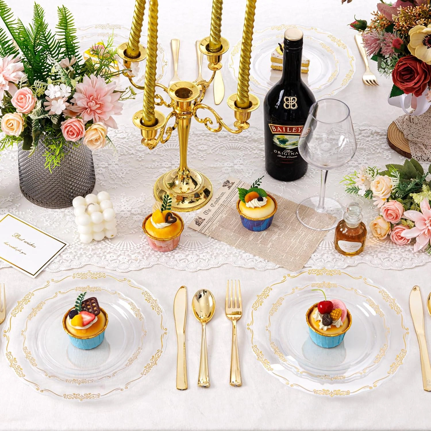 Clear Gold U-QE Disposable Plates — view 11