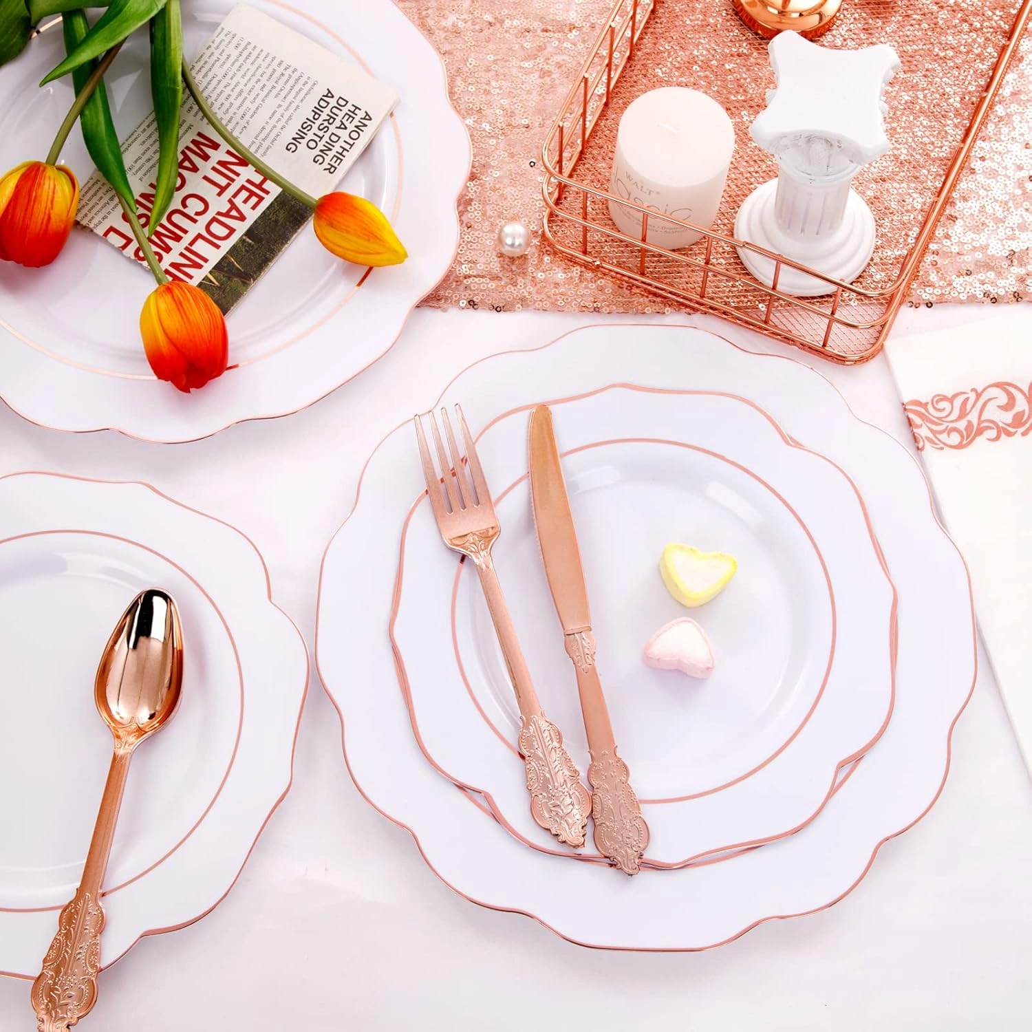 Rose Gold NOCCUR Plates with Disposable Silverware — view 9