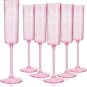 Rose Gold Glitter YOUBET Champagne Flutes Plastic — view 11