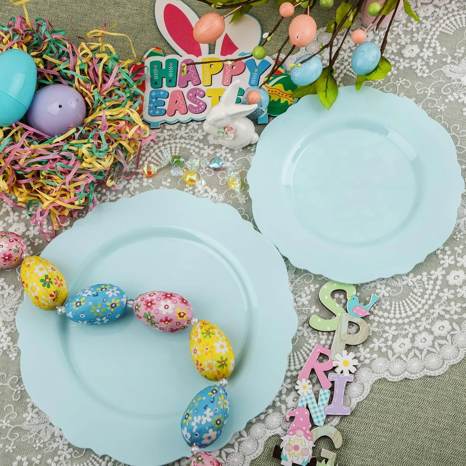 Mint Green Baroque Plastic Plates (60 Pieces) — view 15