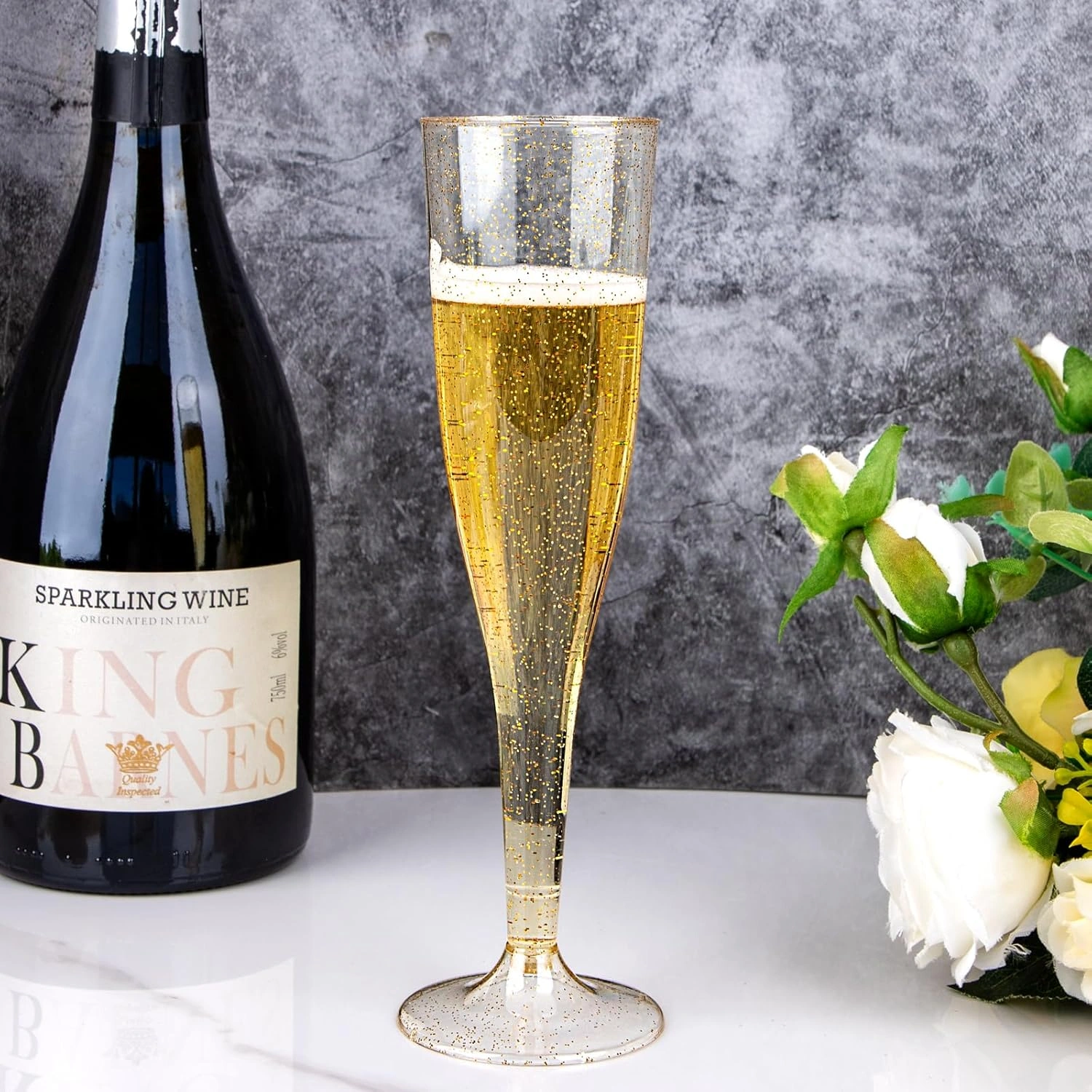 Gold Plastic Champagne Flutes — view 12
