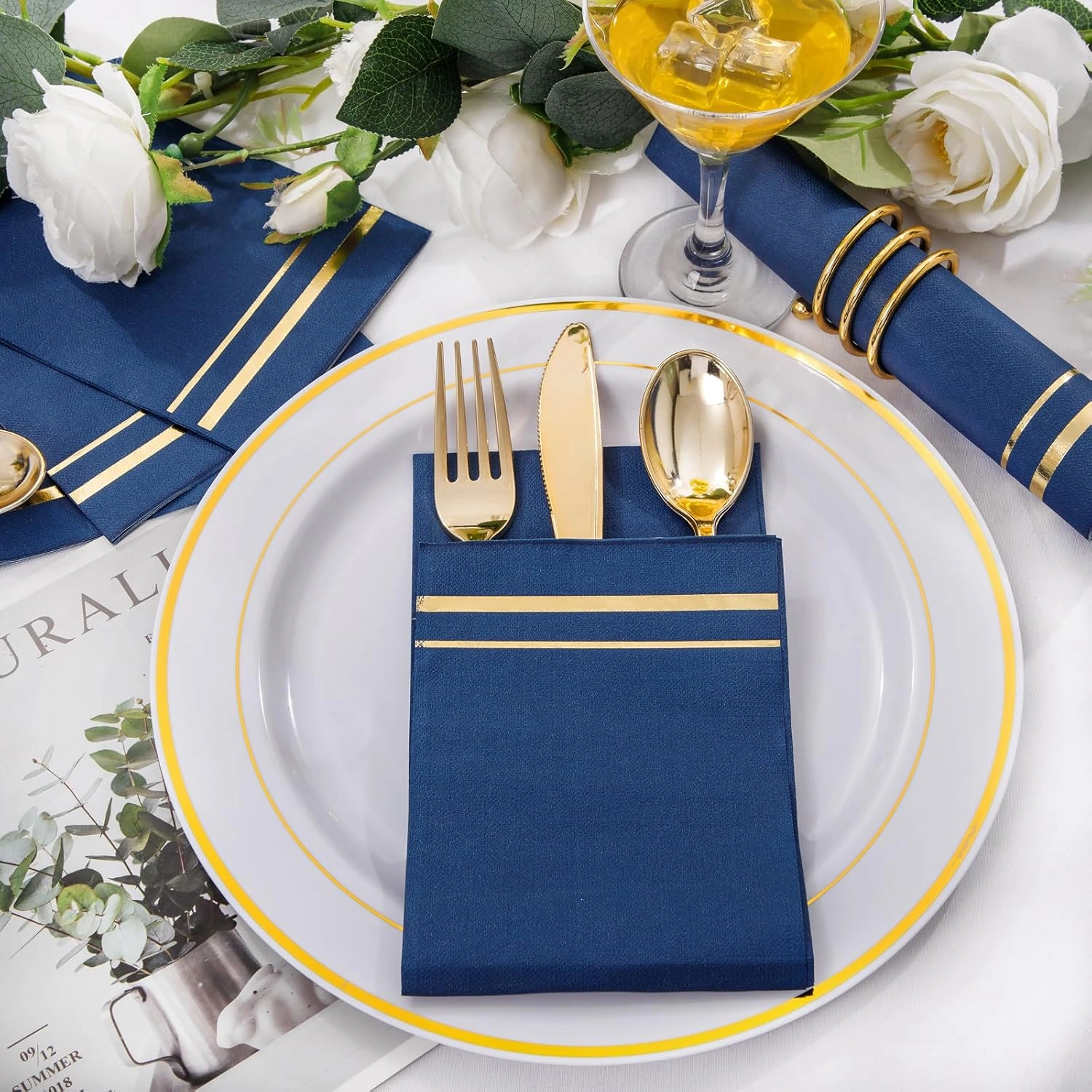 Blue 100-Count 3-Ply disposable Napkins (100 Pieces) — view 13