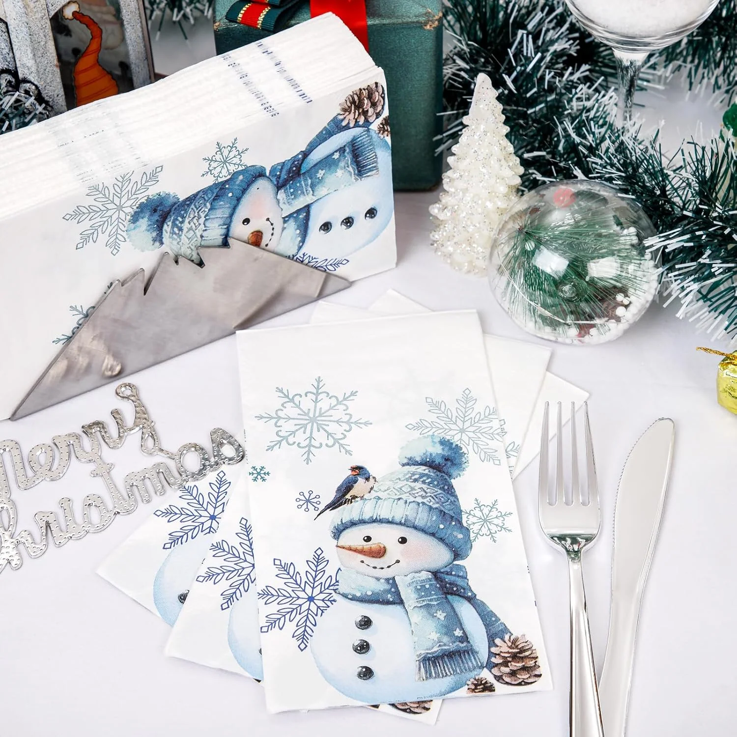 Blue Snowman 100-Count 3-Ply disposable Napkins (100 Pieces) — view 11