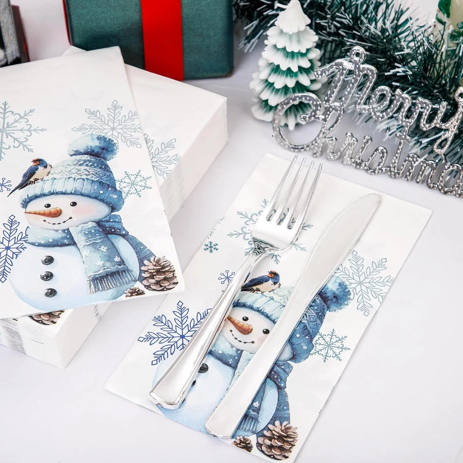 Blue Snowman 100-Count 3-Ply disposable Napkins (100 Pieces) — view 13