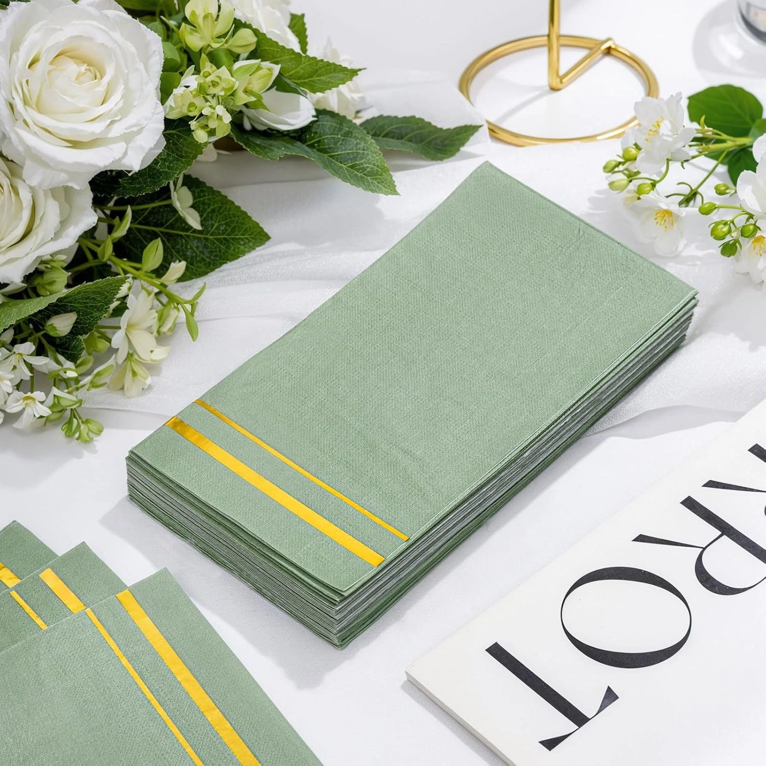 Sage Green 100-Count 3-Ply disposable Napkins (100 Pieces) — view 13