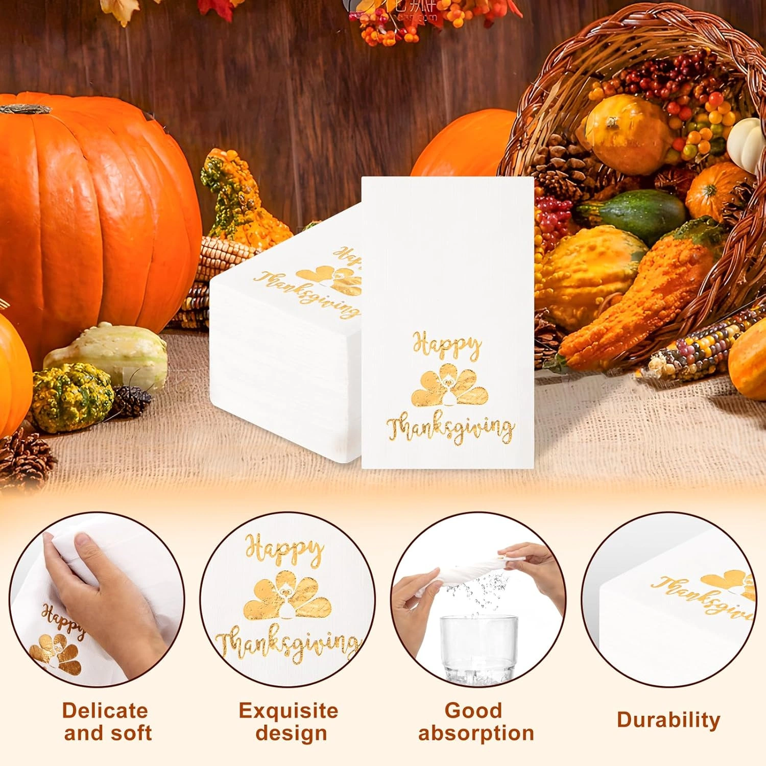 Gold Turkey Paper Napkins — view 14