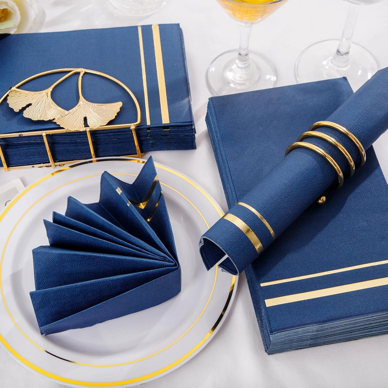 Blue 100-Count 3-Ply disposable Napkins (100 Pieces) — view 11