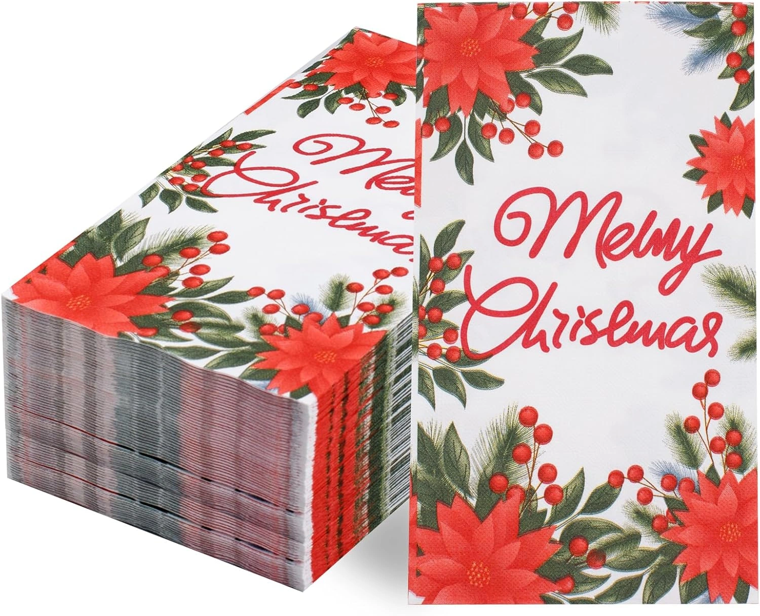 Poinsettia Flowers 100-Count 3-Ply disposable Napkins (100 Pieces) — view 8
