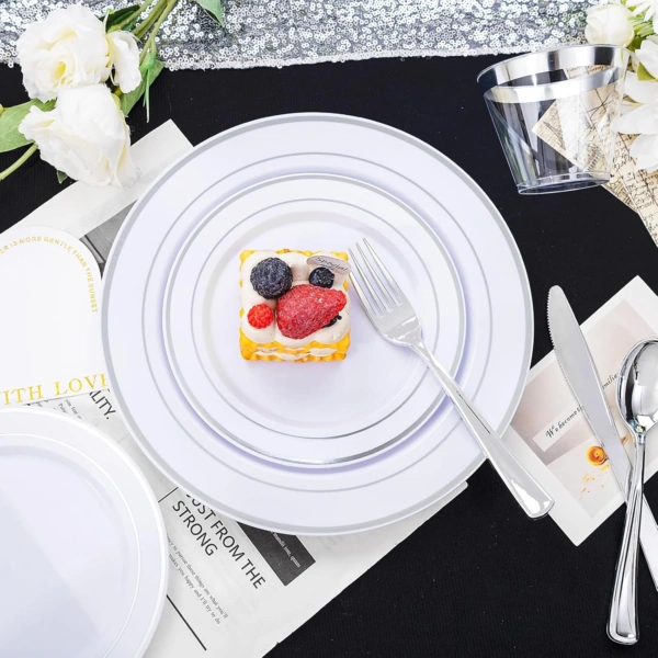 Silver Deluxe Disposable Dinnerware Set — view 10