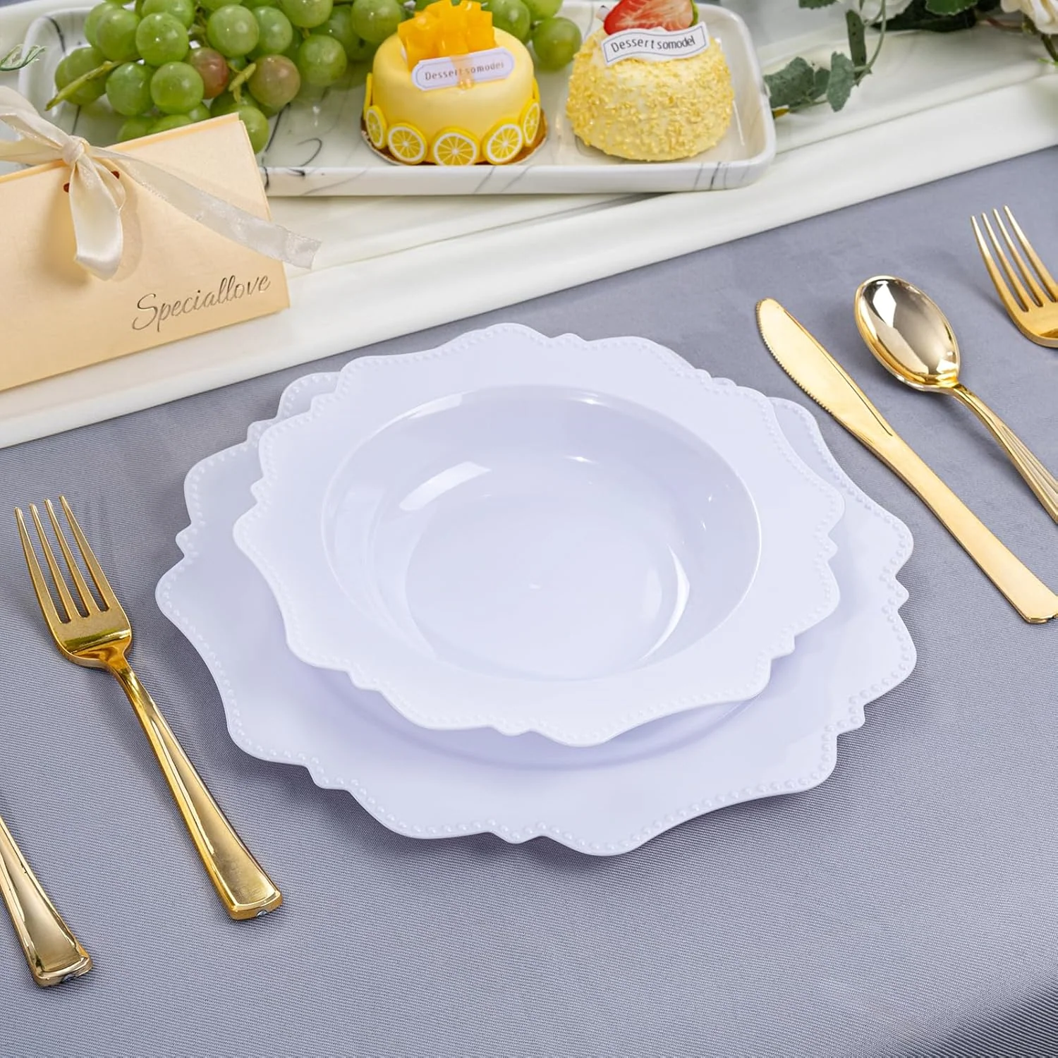 White Plastic Party Bowls () 12 Oz Disposable Soup/Salad Bowl — view 11