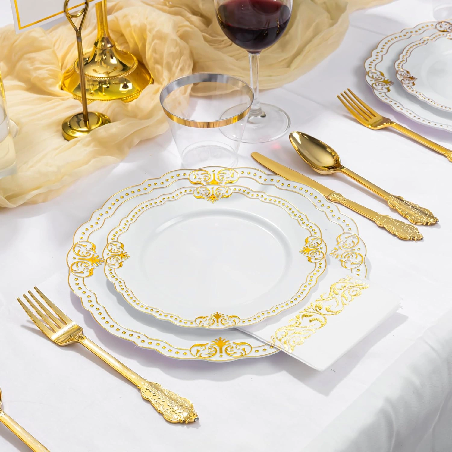 Fancy White And Gold Dinnerware Set — view 12