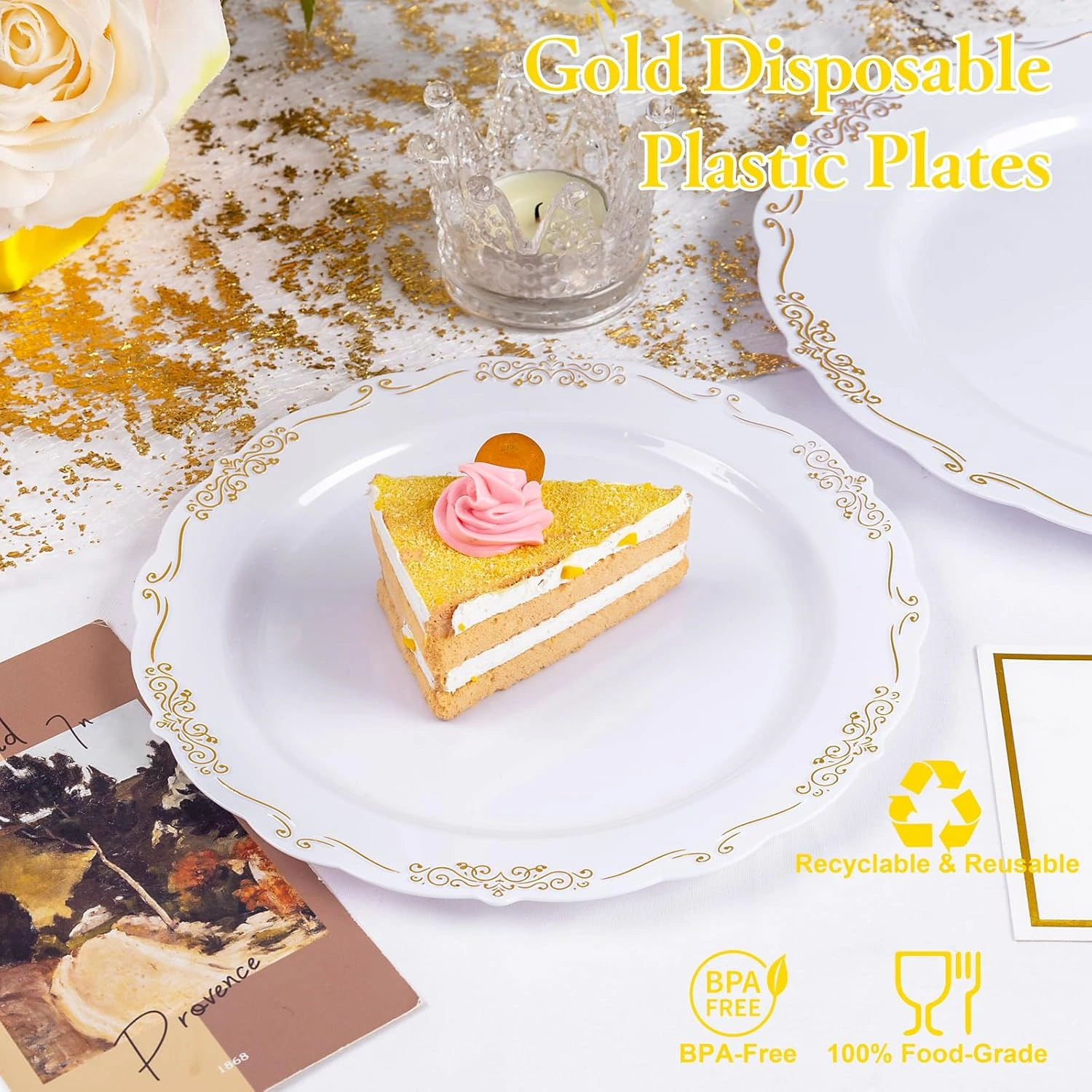 White Gold U-QE Disposable Plates — view 13