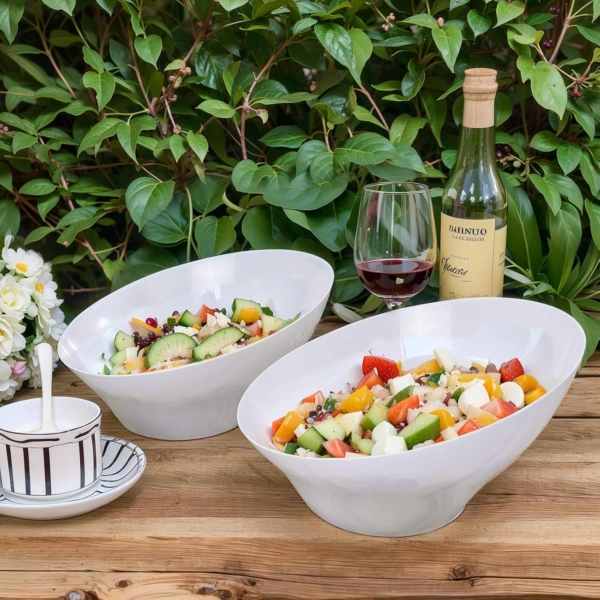 White Plastic Serving Bowls — view 14