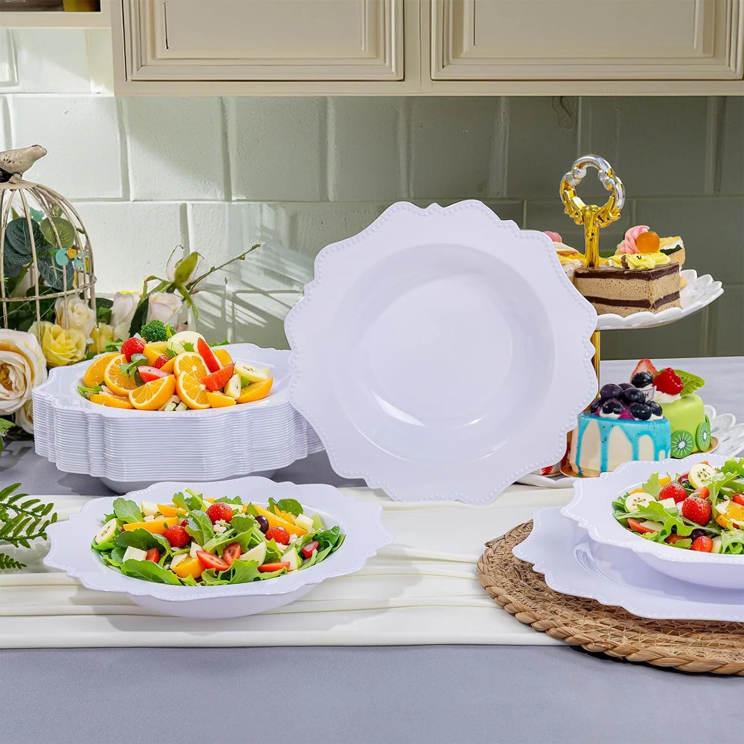 White Plastic Party Bowls () 12 Oz Disposable Soup/Salad Bowl — view 13