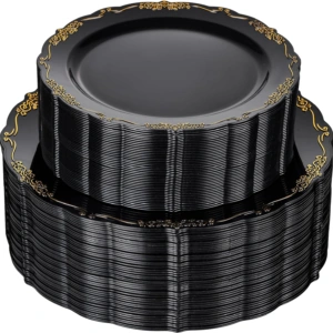 Black & Gold U-QE Disposable Plates — view 10