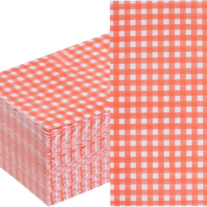 Orange Gingham Paper Napkins — view 9