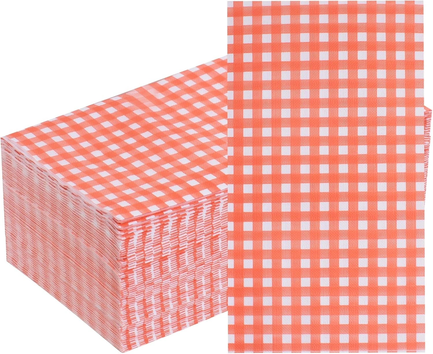 Orange Gingham Paper Napkins — view 9