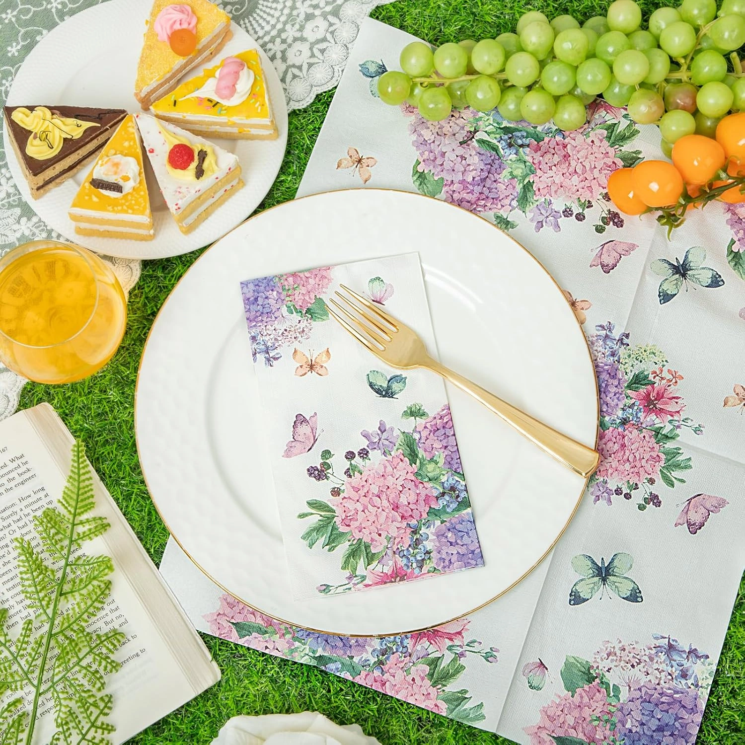 Floral Purple Paper Napkins — view 13