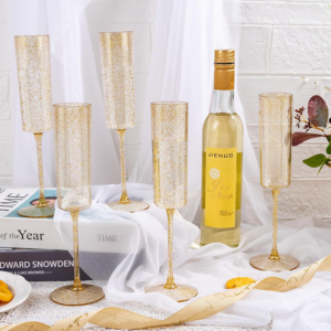 Gold Glitter YOUBET Champagne Flutes Plastic — view 12