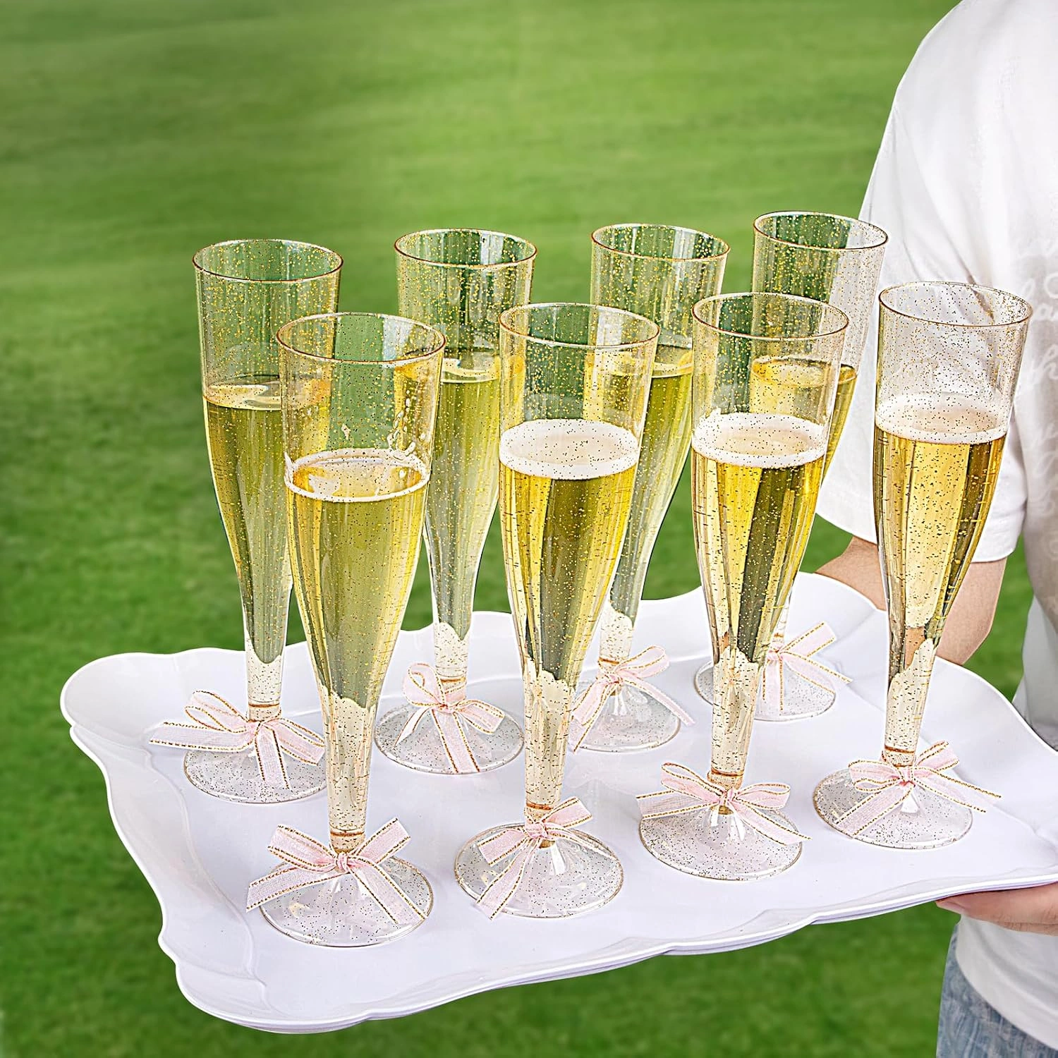 Gold Plastic Champagne Flutes — view 14