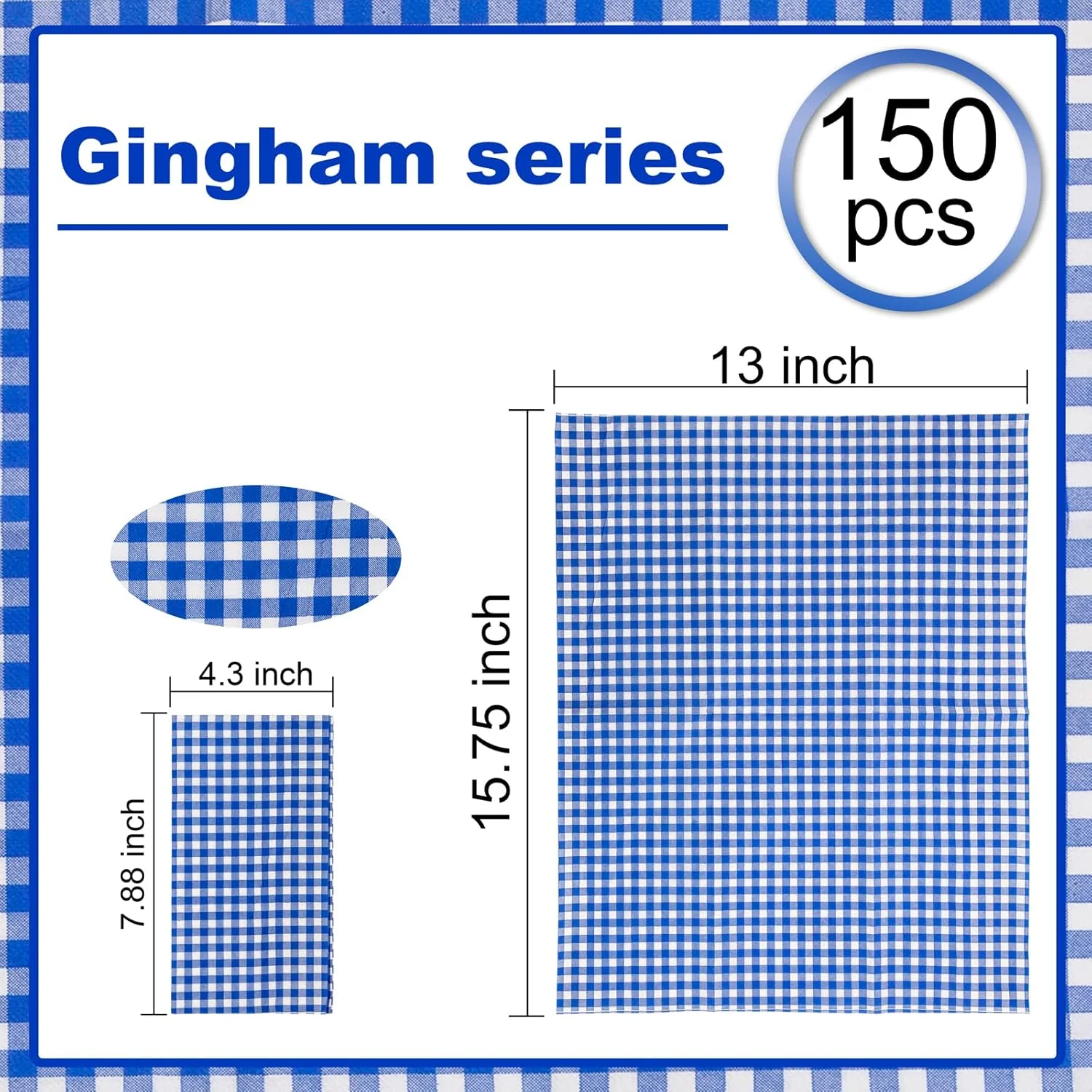Blue Gingham Paper Napkins — view 12