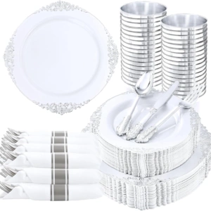 Silver & Gold Dinnerware Set for 50 Guests — view 11