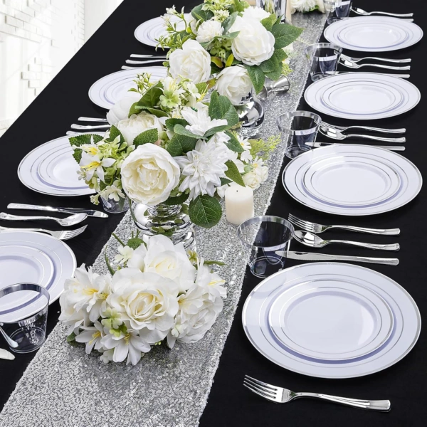 Silver Deluxe Disposable Dinnerware Set — view 14