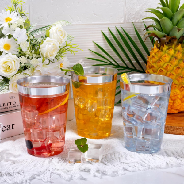 Silver Rim Plastic Cups — view 15