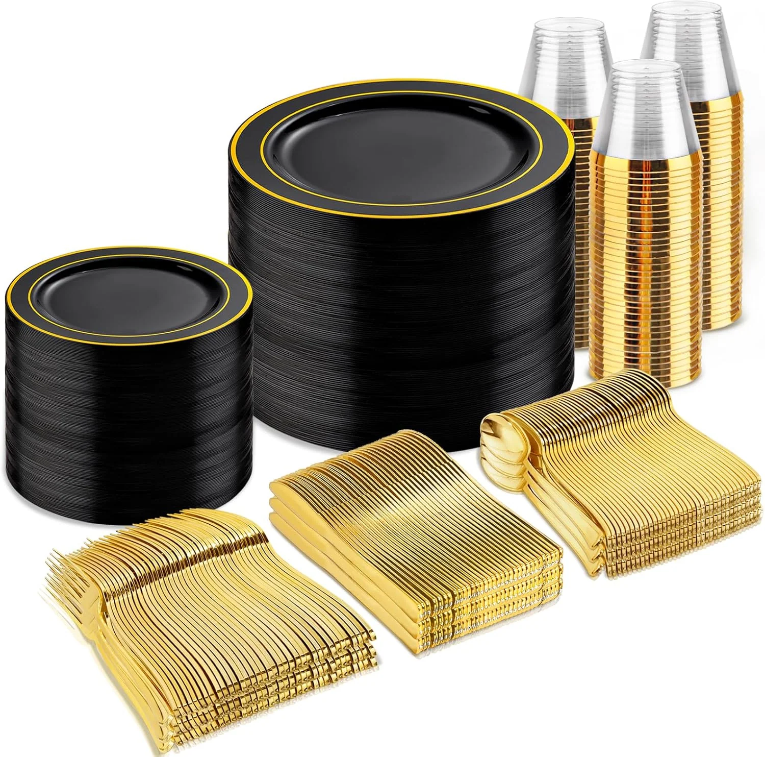 Black & Gold Deluxe Disposable Dinnerware Set — view 9