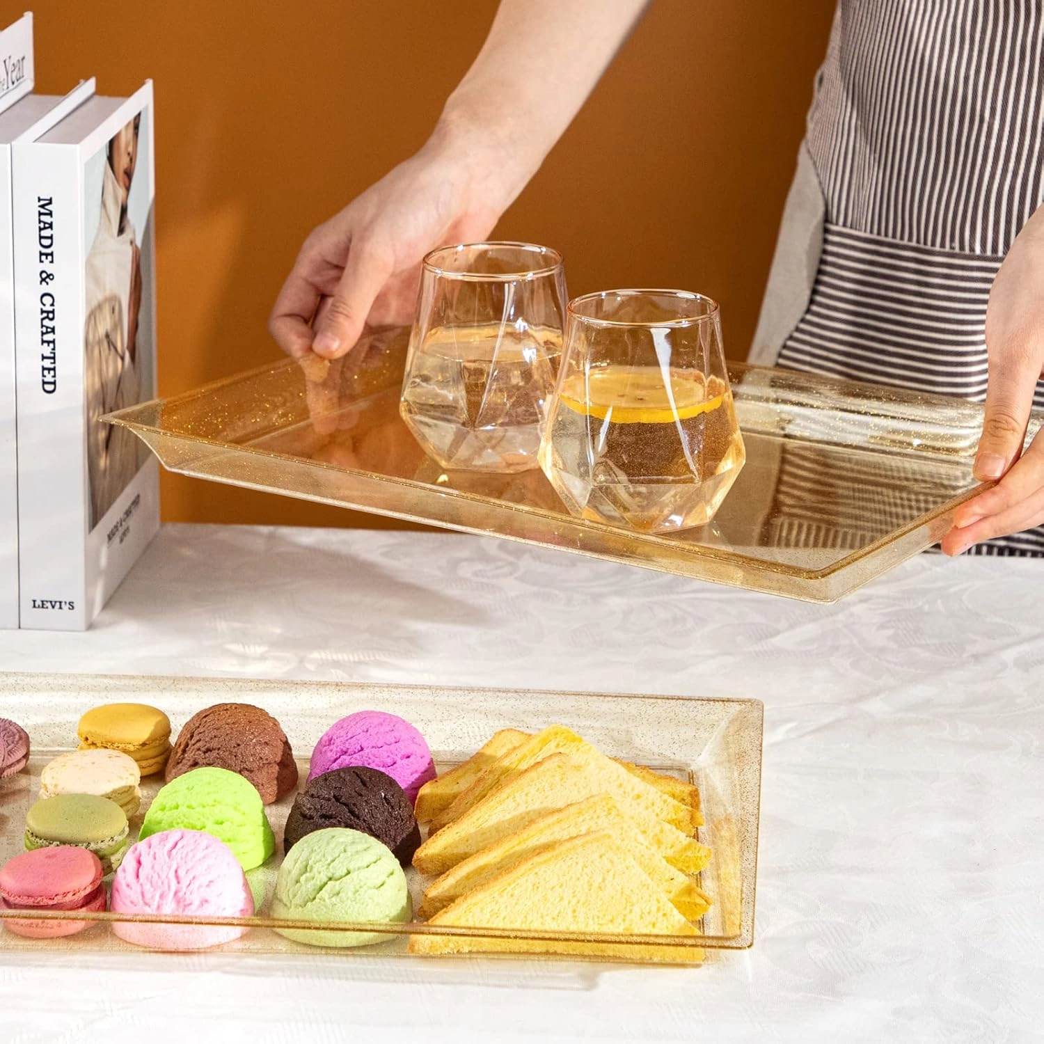 Gold Glitter Plastic Serving Tray — view 13