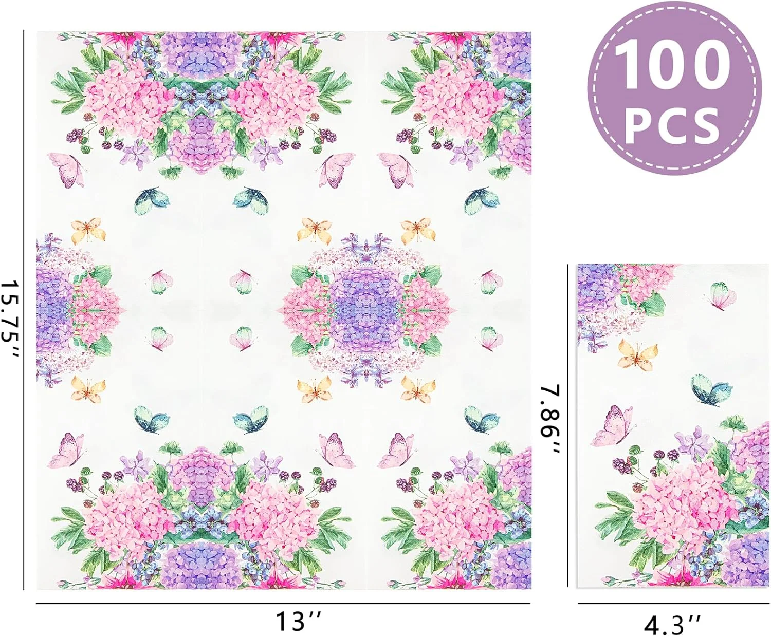 Floral Purple Paper Napkins — view 12