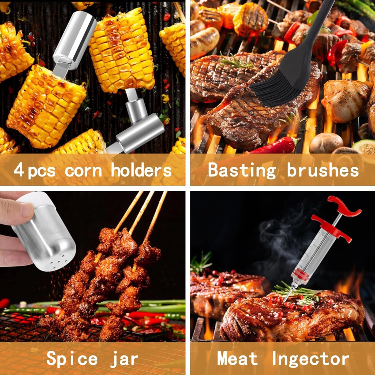 45pcs Blackstone Griddle Accessories Upgraded Barbecue Presses Flat Top Grill Tools for Camp Chef Griddle Cover Salt and Pepper Shakers Grill Black Tools Set Enlarged Spatula Gift Set (45 Pieces) — view 14