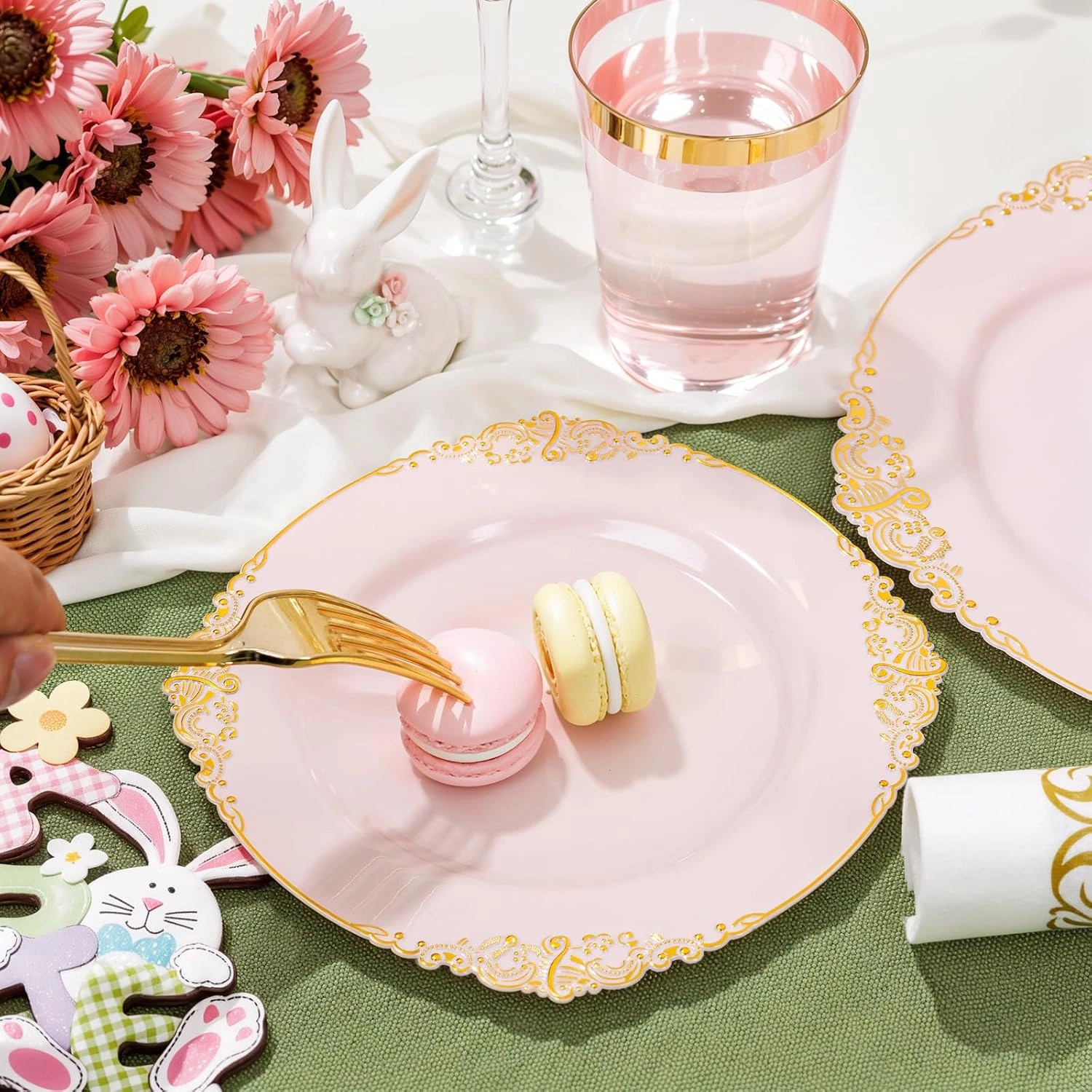 Pink & Gold Dinnerware Set for 50 Guests — view 12