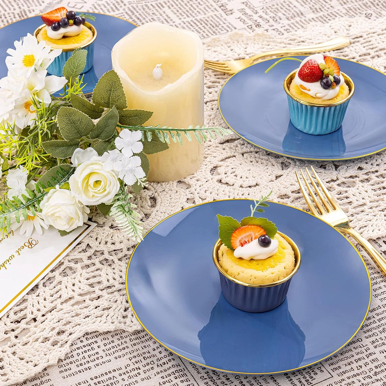 Dust Blue Plastic Plates — view 16