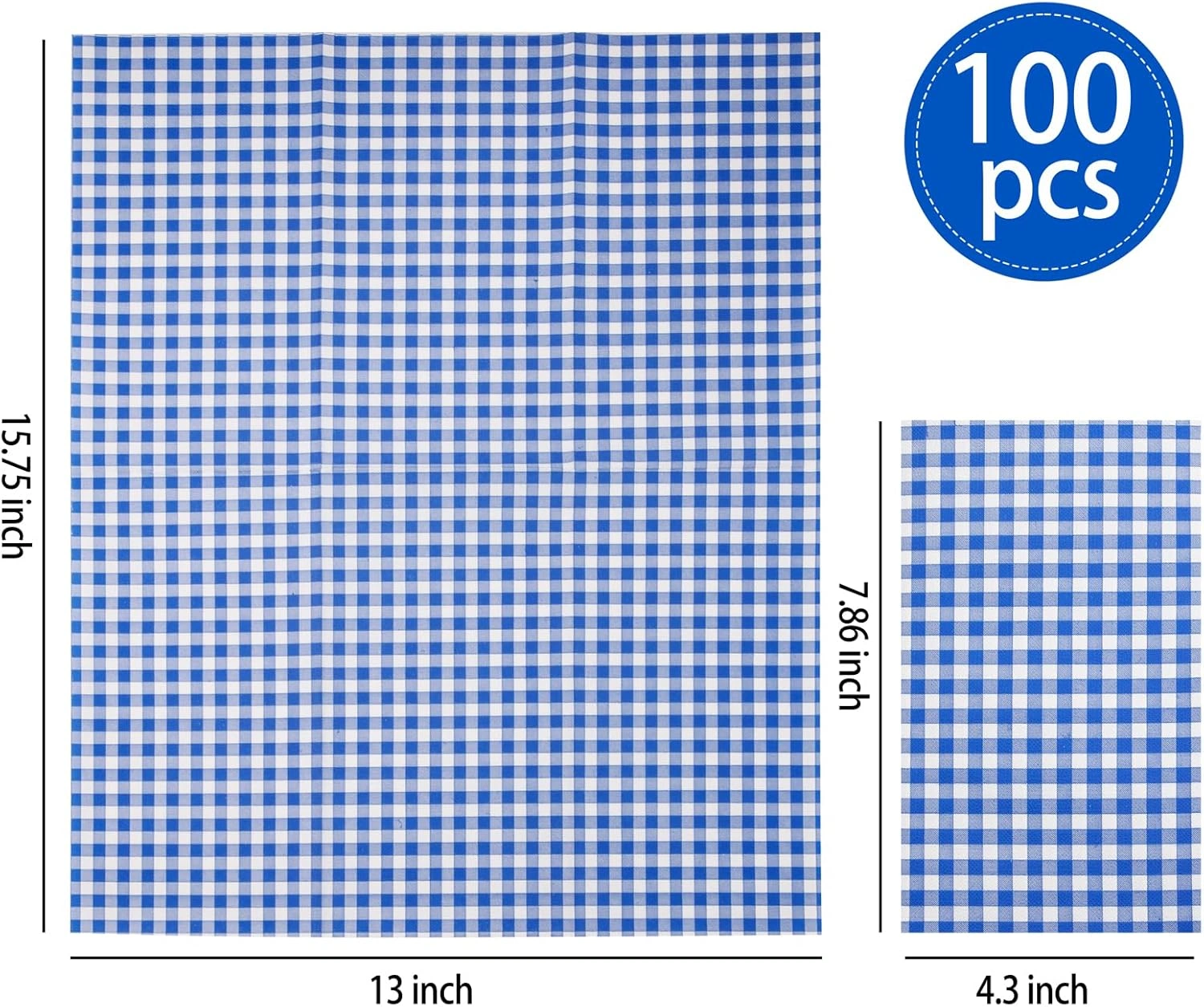 Blue Gingham Napkins Disposable-3ply Paper Napkins Rim — view 11