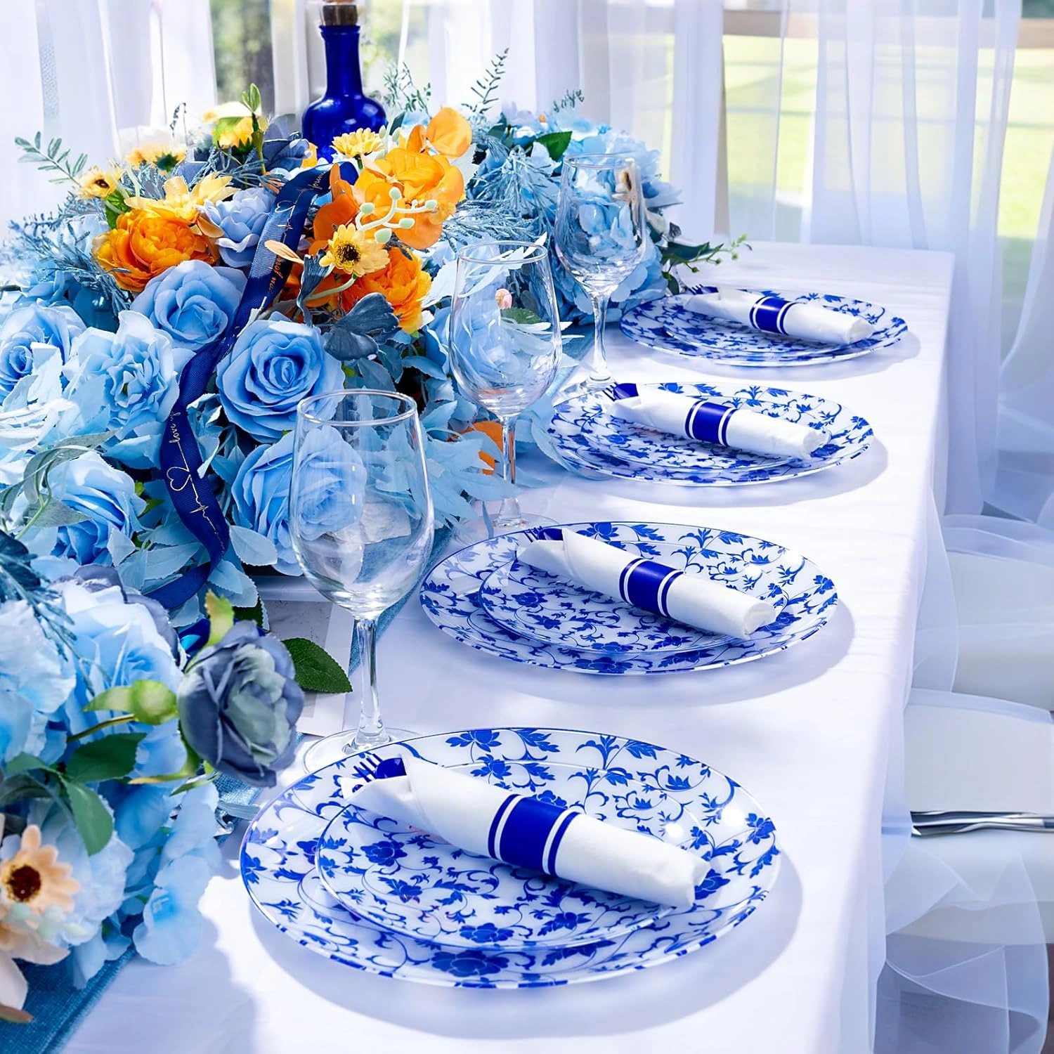 Blue Classic Pre Rolled Plastic Silverware Sets — view 15