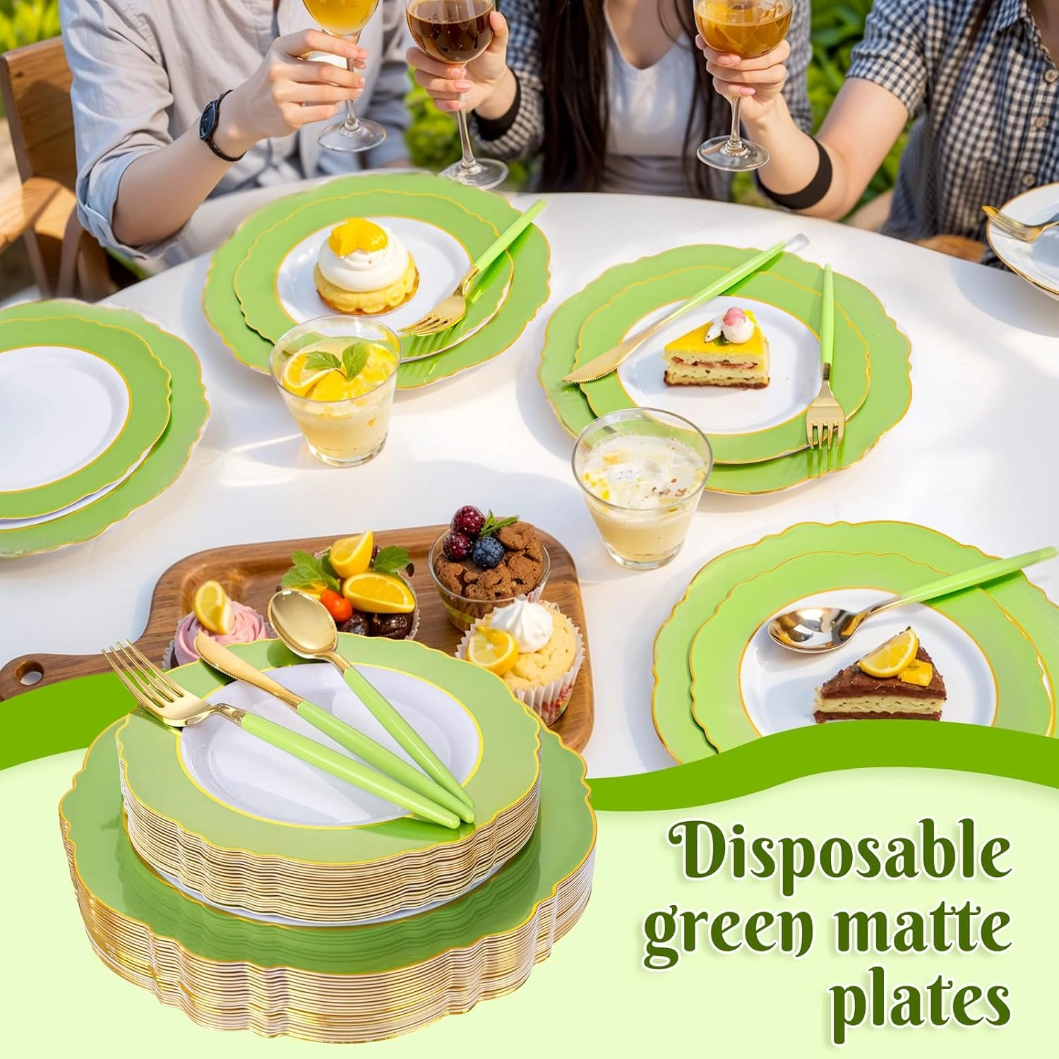 Green And Gold Plates Disposable — view 14