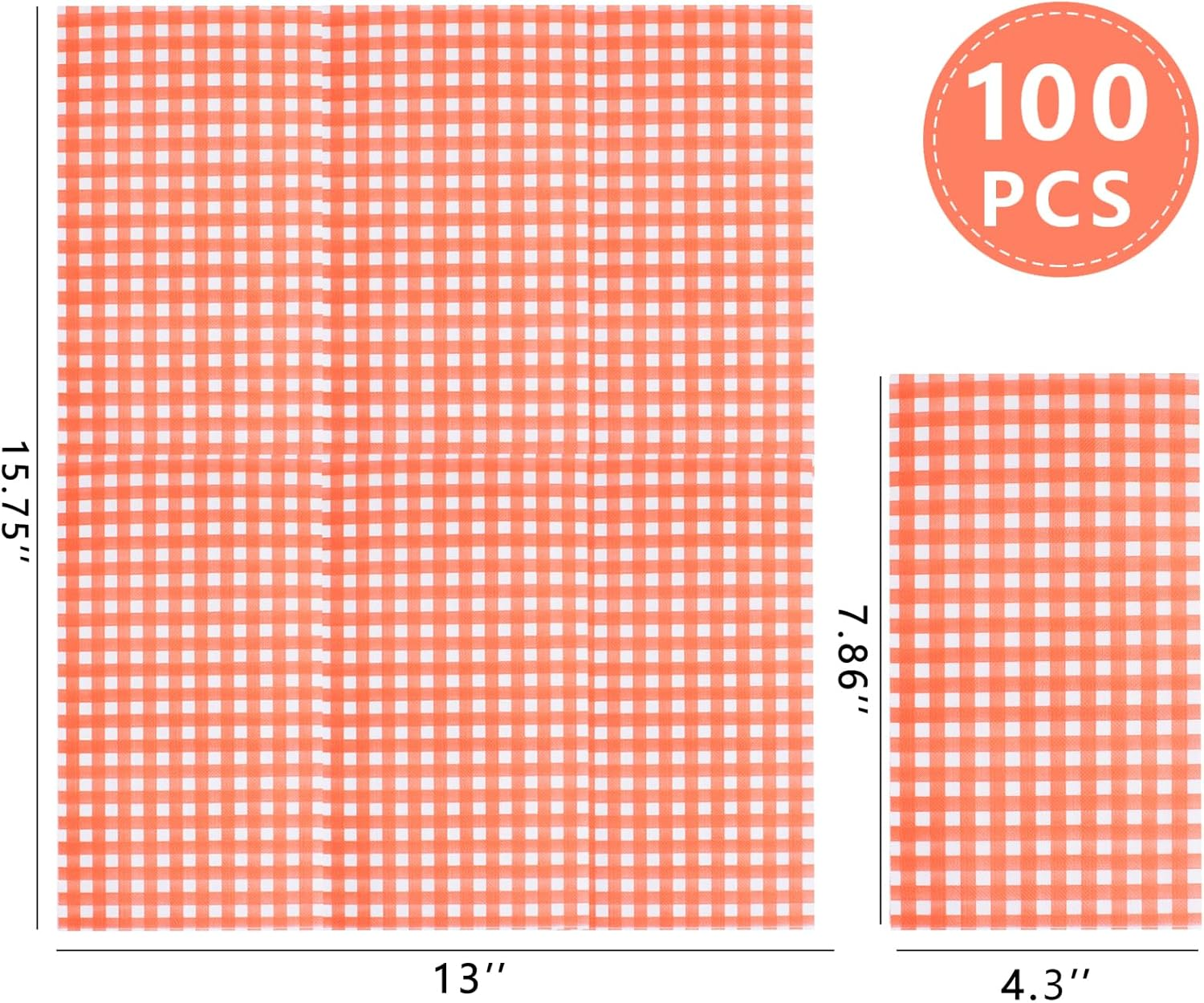 Orange Gingham Paper Napkins — view 11